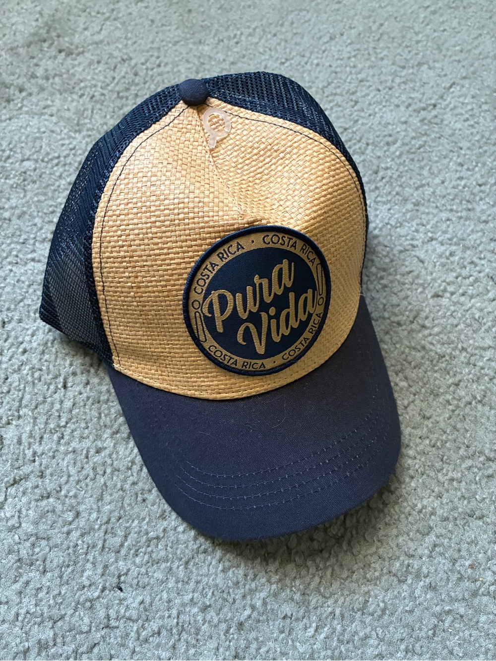 Pura Vida Costa Rica Souvenir Snapback Cap Hat Unisex OS NWT Blue Brown Tan